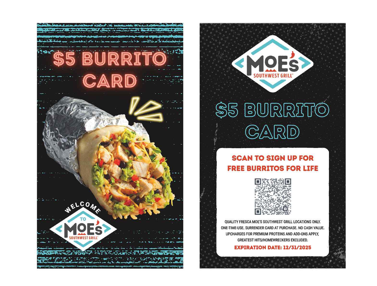 $5 Burrito Promo Card
