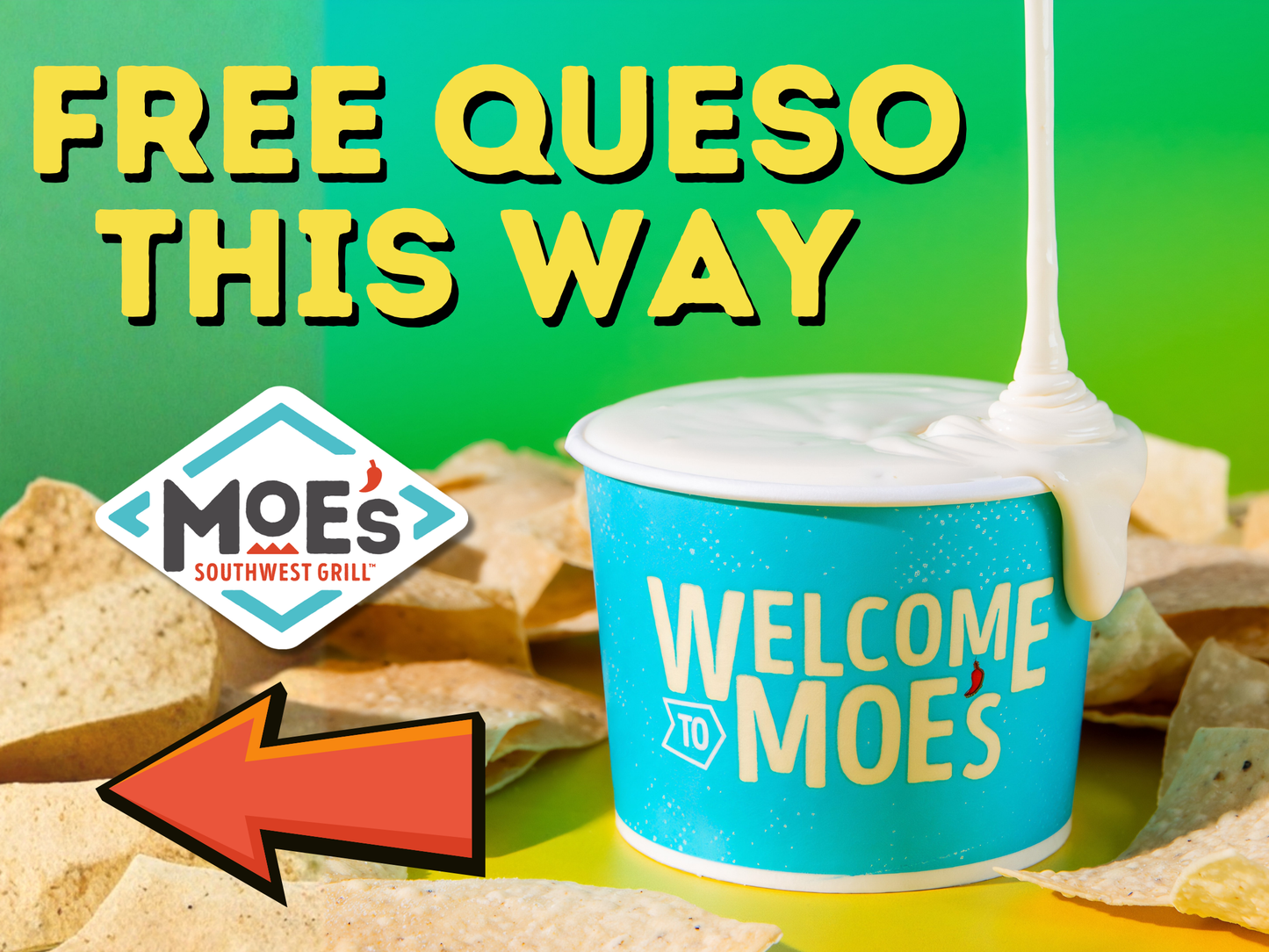 Free Queso This Way Directional Yard Sign