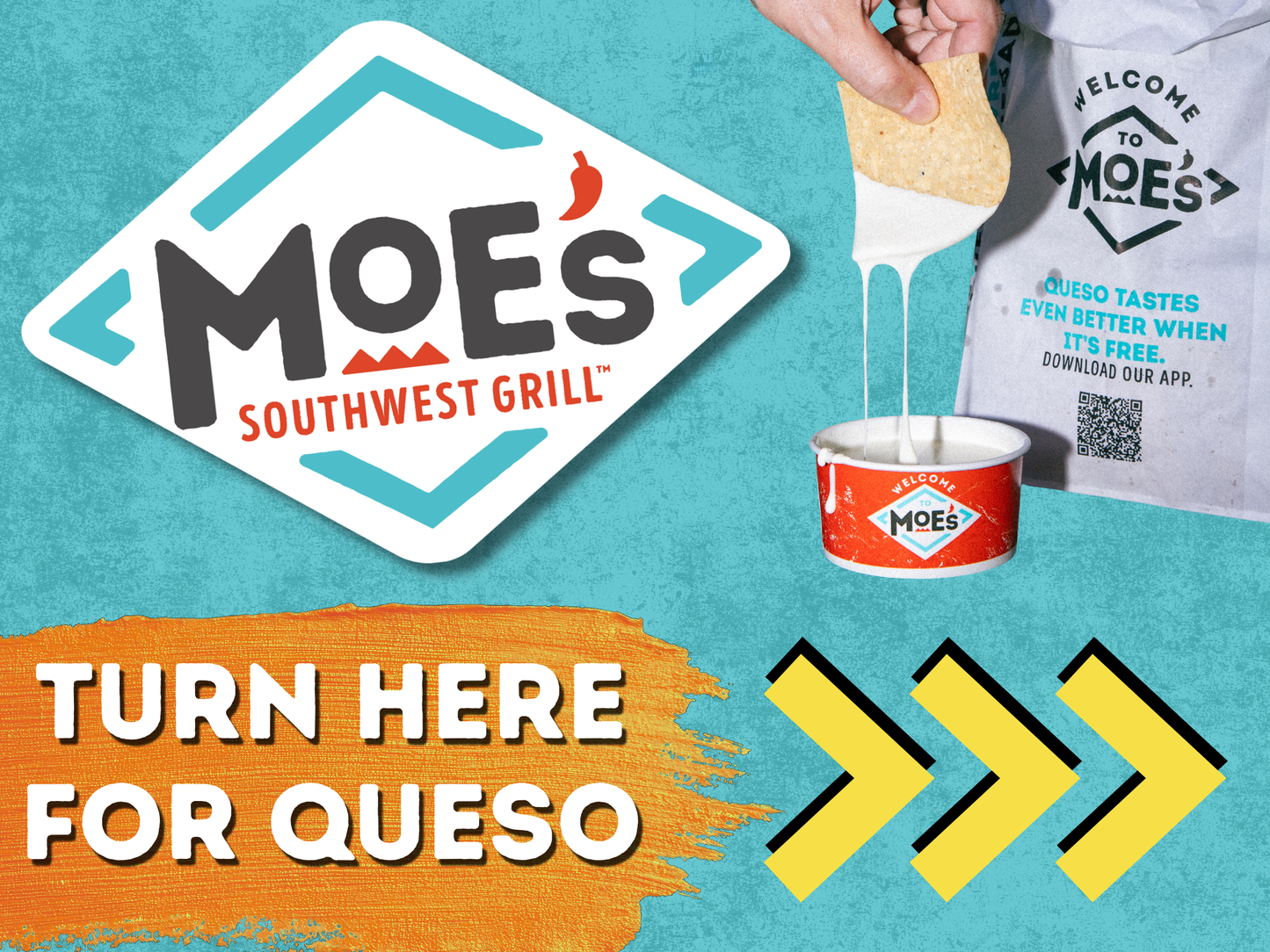 Turn Here For Queso Directional Yard Sign