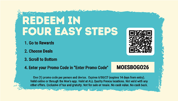 BOGO Entree Rewards Card