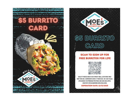 $5 Burrito Promo Card