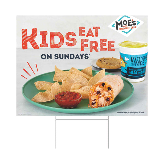 Kids Eat Free Yard Sign