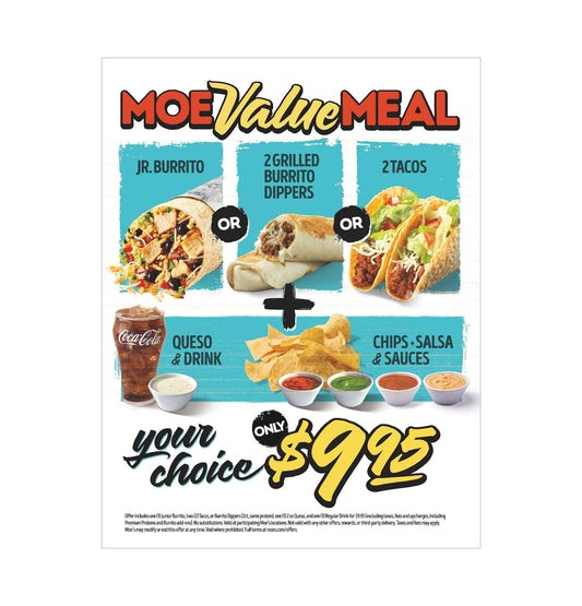 Moe's Value Meal 2026 Tabletop POP Sign