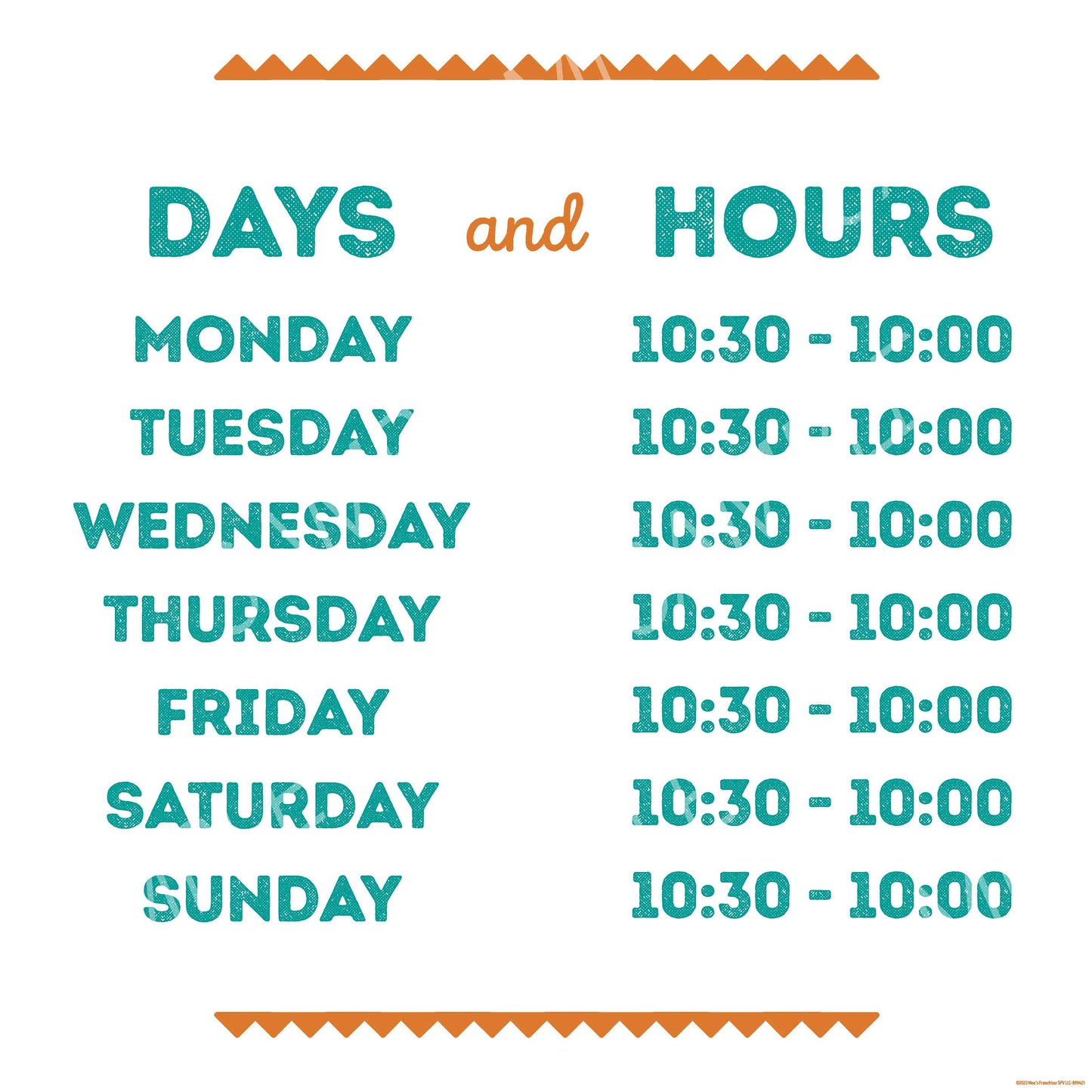 Hours of Operation Window Graphic