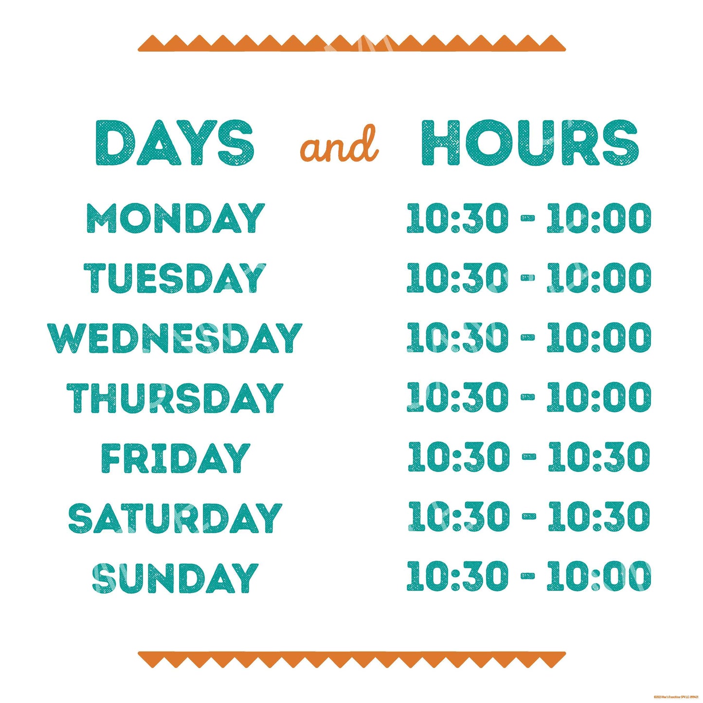 Hours of Operation Window Graphic
