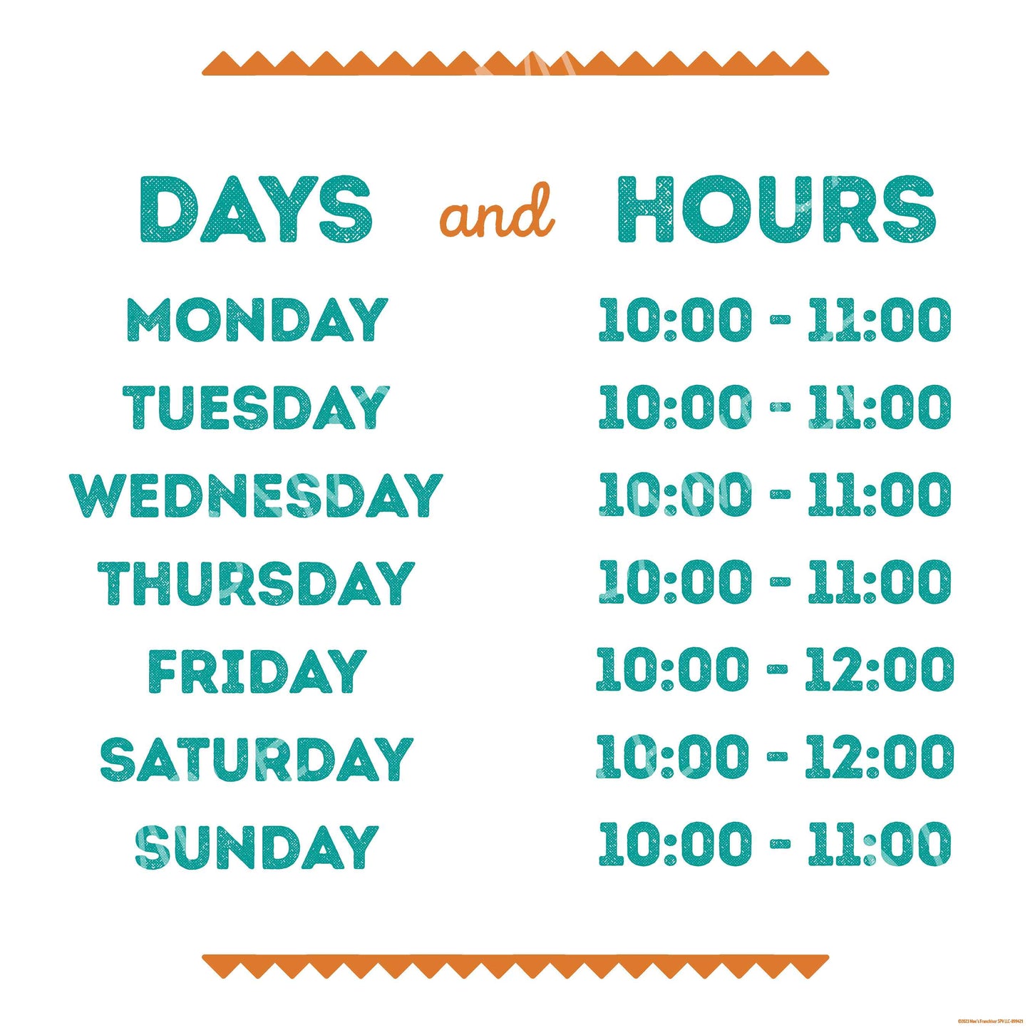 Hours of Operation Window Graphic